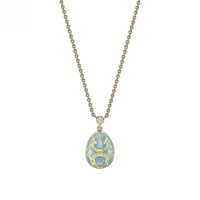 Fabergé Heritage Forever Mini Egg Pendant 18ct Yellow Gold Turquoise Guilloché Enamel