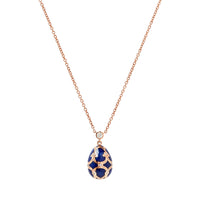 Fabergé Heritage 18ct Rose Gold Diamond & Dark Blue Guilloché Enamel Petit Egg Pendant - Michael Jones Jeweller