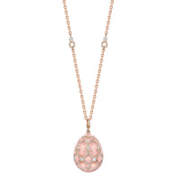 Fabergé Heritage Forever Large Egg Pendant 18ct Rose Gold Pink Guilloché Enamel