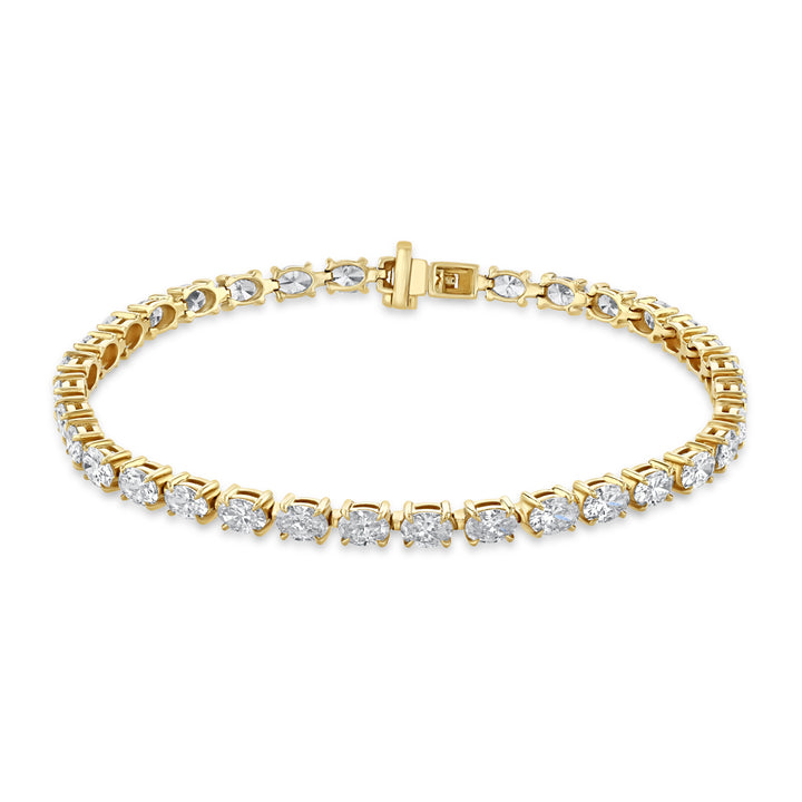 Laboratory Grown 7.00ct Oval Diamond 18ct Yellow Gold Tennis Bracelet
