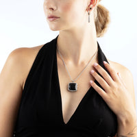 Coeur de Lion Amulet Spikes Square Onyx Silver-Black Pendant