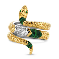 Ti Sento Malachite Green and Cubic Zirconia Snake Ring