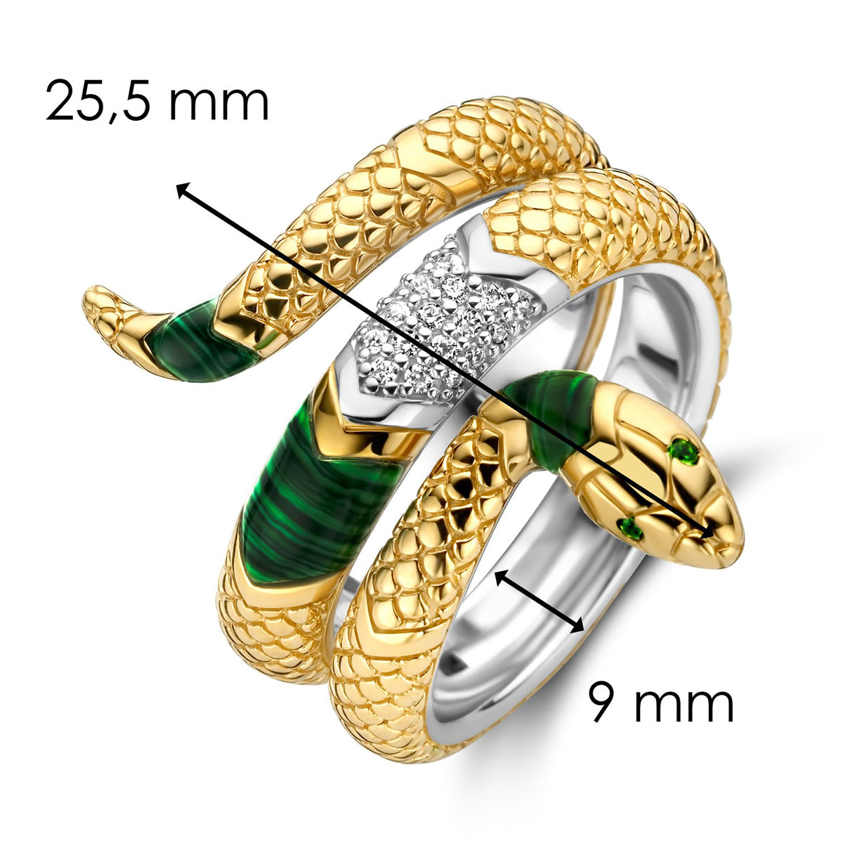 Ti Sento Malachite Green and Cubic Zirconia Snake Ring