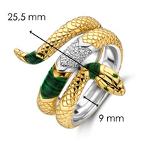 Ti Sento Malachite Green and Cubic Zirconia Snake Ring