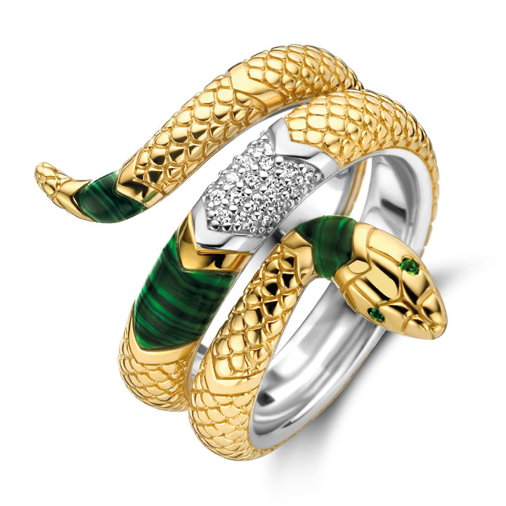 Ti Sento Malachite Green and Cubic Zirconia Snake Ring - Michael Jones Jeweller