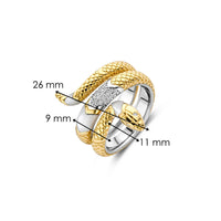Ti Sento Yellow Gold Plated Mother of Pearl White and Cubic Zirconia Snake Ring 12203MW (56)