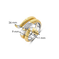 Ti Sento Yellow Gold Plated Mother of Pearl White and Cubic Zirconia Snake Ring - Michael Jones Jeweller