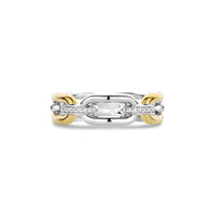 Ti Sento Yellow Gold Plated Cubic Zirconia Oval Link Ring - Michael Jones Jeweller