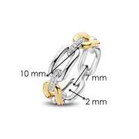Ti Sento Yellow Gold Plated Cubic Zirconia Oval Link Ring - Michael Jones Jeweller