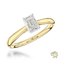 Classic Emerald Solitaire 0.40ct F VS2 Diamond Yellow Gold/Platinum Ring