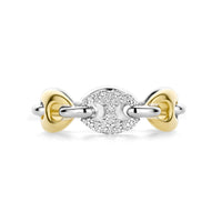 Ti Sento Yellow Gold Plated Cubic Zirconia Coffee Bean Link Ring - Michael Jones Jeweller
