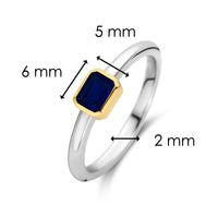 Ti Sento Yellow Gold Plated Octagonal Dark Blue Cubic Zirconia Ring - Michael Jones Jeweller