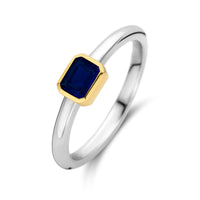 Ti Sento Yellow Gold Plated Octagonal Dark Blue Cubic Zirconia Ring - Michael Jones Jeweller