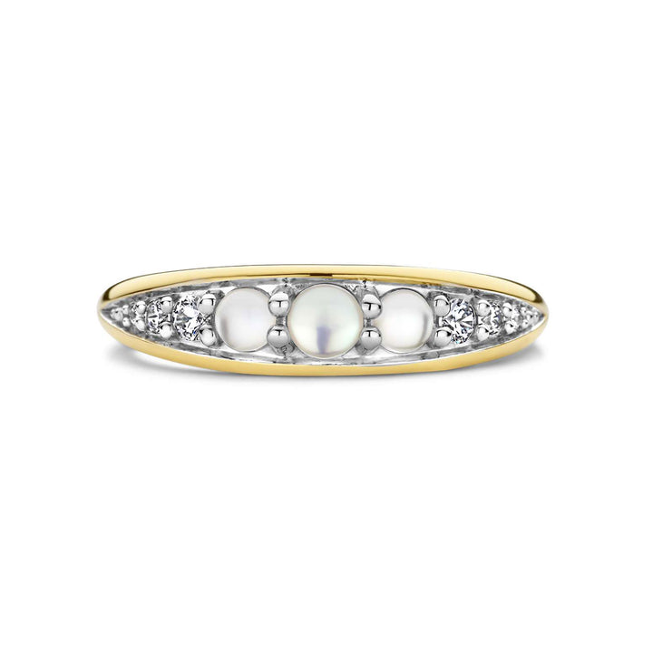 Ti Sento Yellow Gold Plated Cubic Zirconia Mother of Pearl White Ring - Michael Jones Jeweller