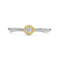 Ti Sento Yellow Gold Plated Cubic Zirconia Twisted Ring - Michael Jones Jeweller