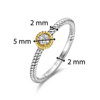 Ti Sento Yellow Gold Plated Cubic Zirconia Twisted Ring - Michael Jones Jeweller