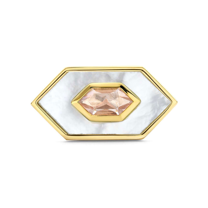 Ti Sento Nude And Mother Of Pearl White Hexagonal Ring - Michael Jones Jeweller