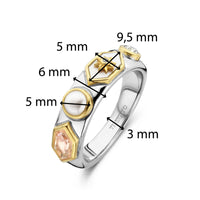 Ti Sento Yellow Gold Plated Pearl White and Nude Pink Star Motif Hexagonal Ring - Michael Jones Jeweller