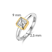 Ti Sento Yellow Gold Plated Cubic Zirconia Square Solitaire Ring 12328ZY (52) - Michael Jones Jeweller
