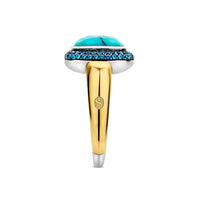 Ti Sento Yellow Gold Plated Turquoise Blue and Blue Cubic Zirconia Ring - Michael Jones Jeweller