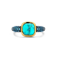 Ti Sento Yellow Gold Plated Turquoise Blue Crystal and Cubic Zirconia Ring 12331TQ (54) - Michael Jones Jeweller