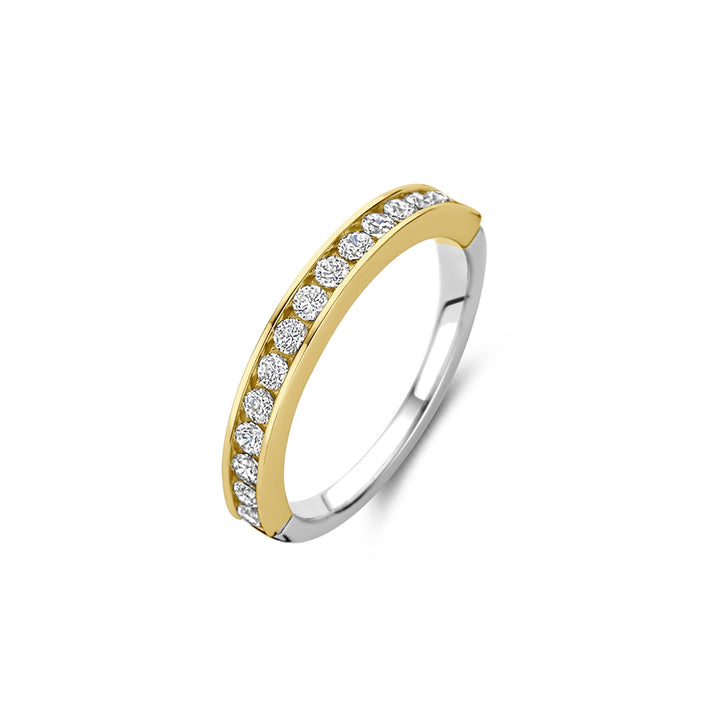 Ti Sento Yellow Gold Plated Cubic Zirconia Half Eternity Ring - Michael Jones Jeweller