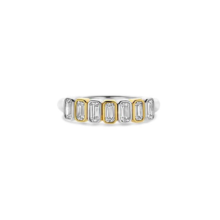Ti Sento Yellow Gold Plated Cubic Zirconia Seven Stone Ring - Michael Jones Jeweller