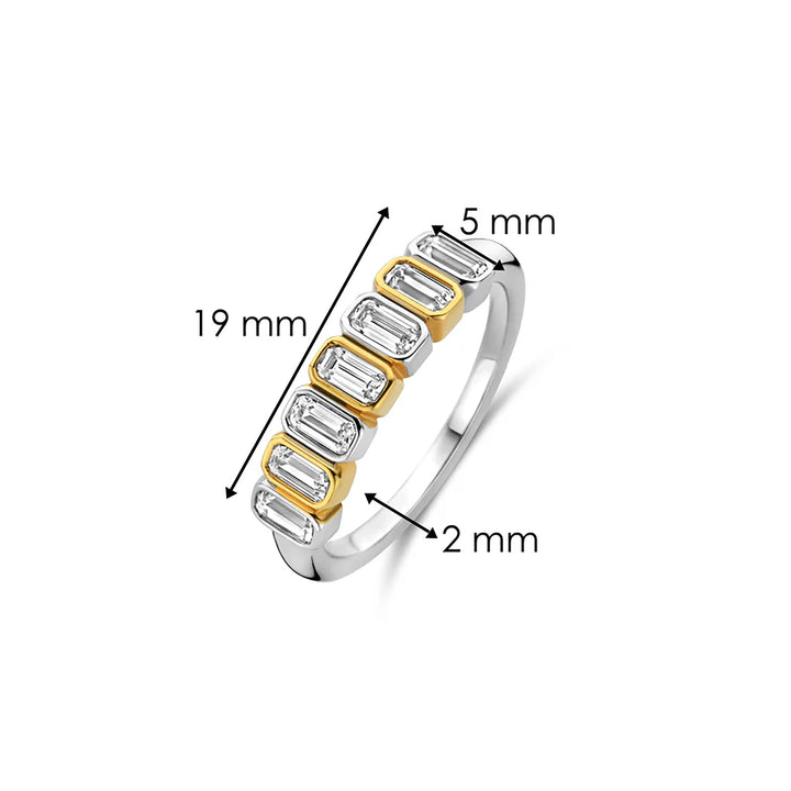 Ti Sento Yellow Gold Plated Cubic Zirconia Seven Stone Ring - Michael Jones Jeweller