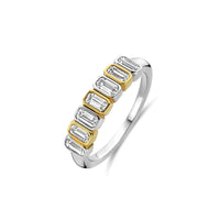 Ti Sento Yellow Gold Plated Cubic Zirconia Seven Stone Ring - Michael Jones Jeweller