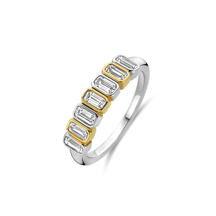 Ti Sento Yellow Gold Plated Cubic Zirconia Seven Stone Ring - Michael Jones Jeweller