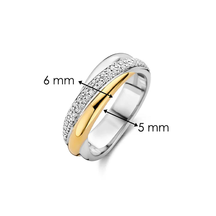 Ti Sento Yellow Gold Plated Cubic Zirconia Crossover Ring - Michael Jones Jeweller