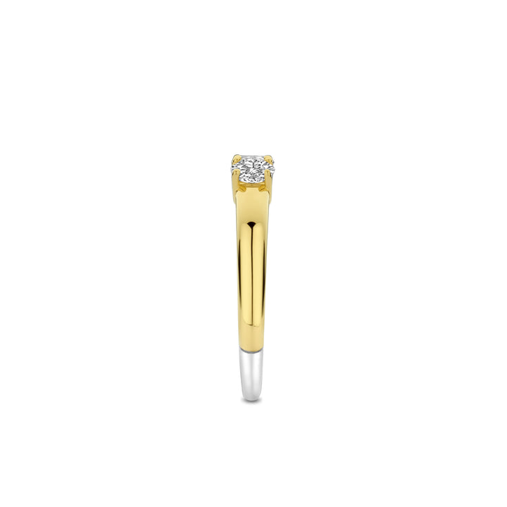 Ti Sento Yellow Gold Plated Cubic Zirconia Three Stone Ring 12349ZY (54)