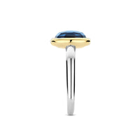 Ti Sento Yellow Gold Plated Dark Blue Crystal Cushion Solitaire Ring 12351DB (56) - Michael Jones Jeweller