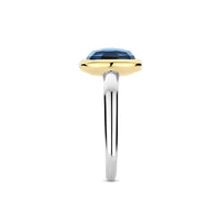 Ti Sento Yellow Gold Plated Dark Blue Crystal Cushion Solitaire Ring 12351DB (54) - Michael Jones Jeweller