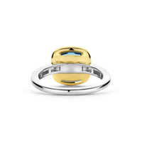 Ti Sento Yellow Gold Plated Dark Blue Crystal Cushion Solitaire Ring 12351DB (56) - Michael Jones Jeweller