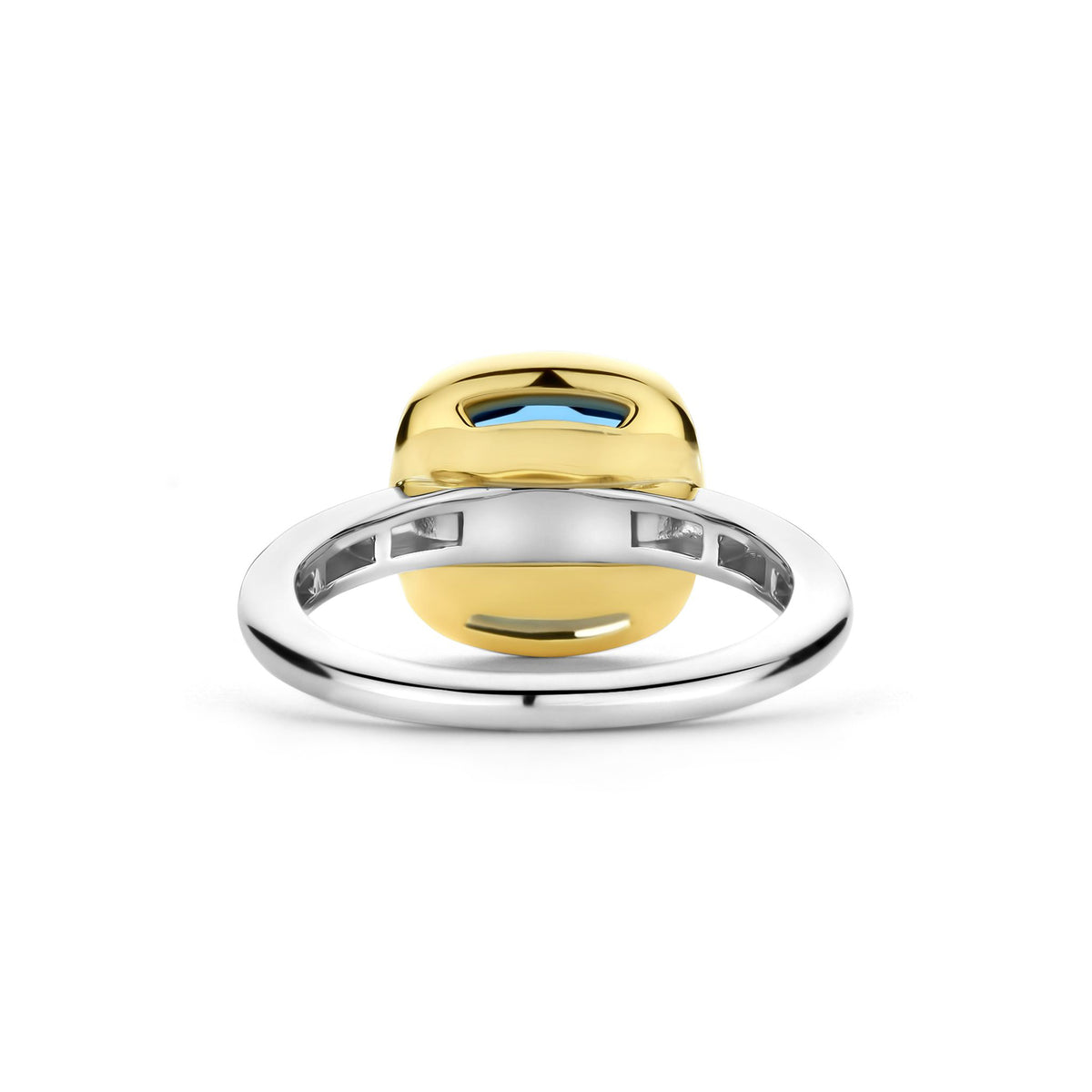 Ti Sento Yellow Gold Plated Dark Blue Crystal Cushion Solitaire Ring 12351DB (56) - Michael Jones Jeweller
