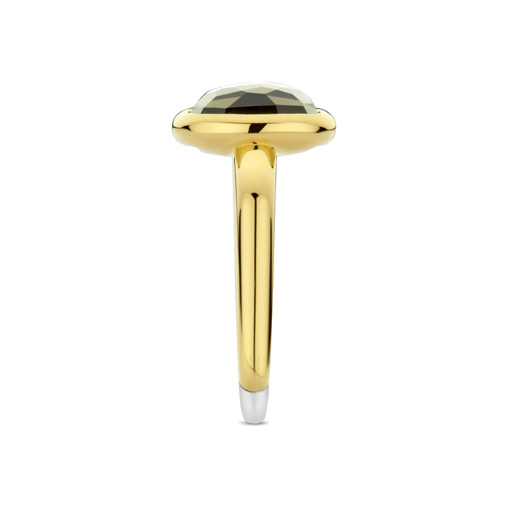 Ti Sento Yellow Gold Plated Khaki Green Ring - Michael Jones Jeweller