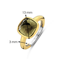 Ti Sento Yellow Gold Plated Khaki Green Ring - Michael Jones Jeweller