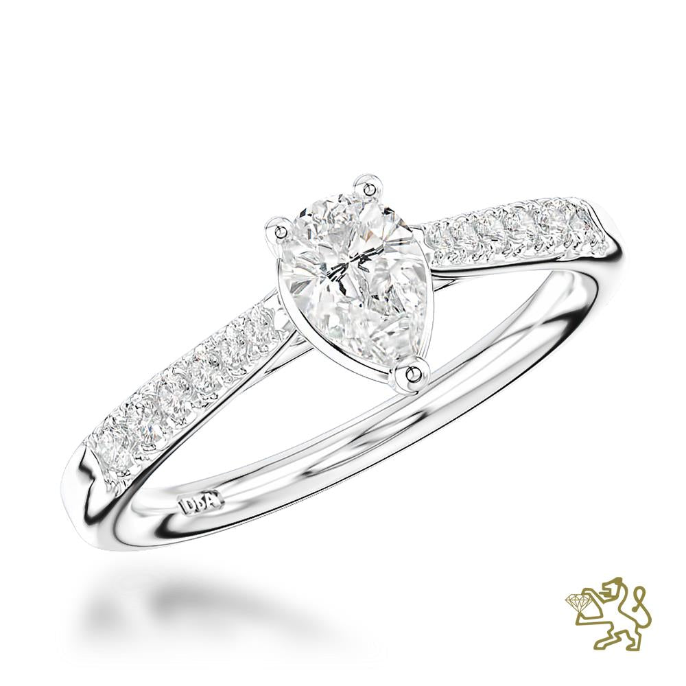 Skye Classic Pear Solitaire 0.40ct E VS2 Diamond Platinum Ring - Michael Jones Jeweller