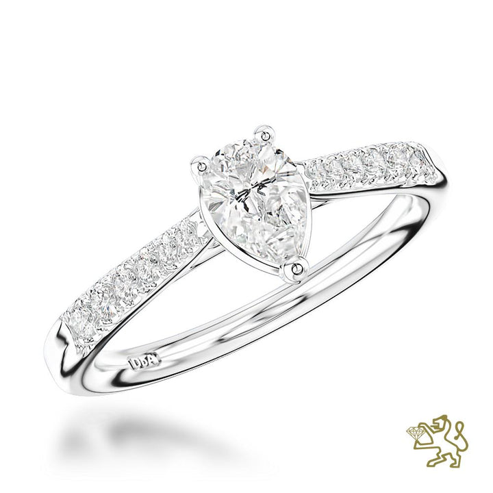 Skye Classic Pear Solitaire 0.40ct E VS2 Diamond Platinum Ring