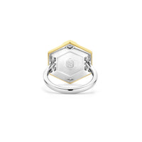 Ti Sento Yellow Gold Plated Onyx Black and Cubic Zirconia Hexagonal Ring - Michael Jones Jeweller