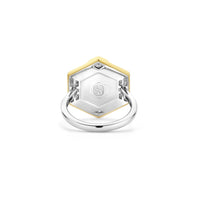 Ti Sento Yellow Gold Plated Onyx Black and Cubic Zirconia Hexagonal Ring - Michael Jones Jeweller