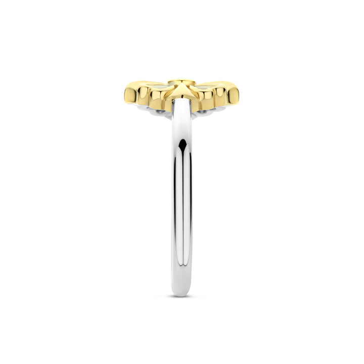 Ti Sento Yellow Gold Plated Cubic Zirconia Clover Ring - Michael Jones Jeweller