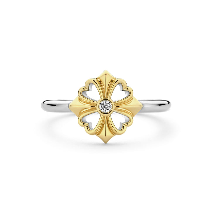 Ti Sento Yellow Gold Plated Cubic Zirconia Clover Ring - Michael Jones Jeweller