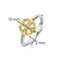 Ti Sento Yellow Gold Plated Cubic Zirconia Clover Ring - Michael Jones Jeweller