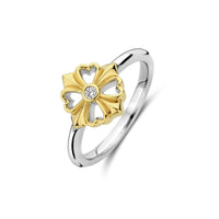 Ti Sento Yellow Gold Plated Cubic Zirconia Clover Ring - Michael Jones Jeweller