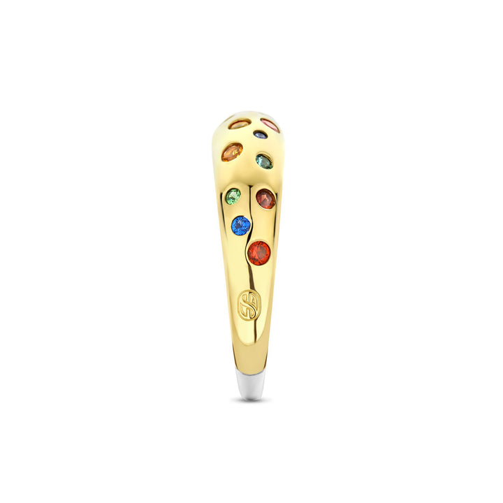 Ti Sento Yellow Gold Plated Multicoloured Cubic Zirconia Scatter Ring 12363MC (56) - Michael Jones Jeweller