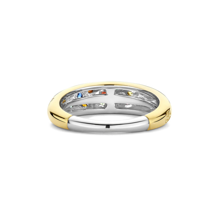 Ti Sento Yellow Gold Plated Multicoloured Cubic Zirconia Scatter Ring 12363MC (56) - Michael Jones Jeweller