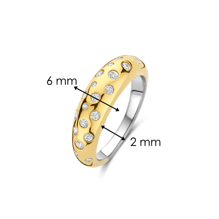 Ti Sento Yellow Gold Plated Cubic Zirconia Scatter Ring 12363ZY (56) - Michael Jones Jeweller