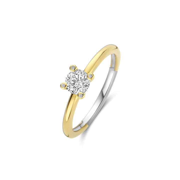 Ti Sento Yellow Gold Plated Cubic Zirconia Solitaire Ring 12367ZY (56)